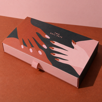 Boîtes d'emballage pour faux ongles roses, vides, de luxe, au design personnalisé, pour ongles à presser