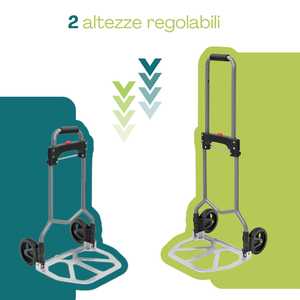 Folding Aluminum <b>Trolley</b> 38.5x41x99.5 Cm 70 Kg Capacity Telescopic Handle 2 Wheels Camping Cart - Product Image 5