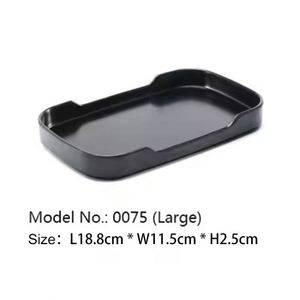 Plateau de service rectangulaire en plastique empilable écologique, noir, pour barbecue, camping, restaurant, en stock, en mélamine - Product Image 4