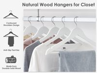 Cintres en bois massif blanc de qualité supérieure avec pince, robustes, élégants, durables, pour armoire et uniformes, lot de 100, Chine