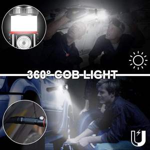 Lampe torche USB super lumineuse 1000 lumens, étanche, 4 modes d'éclairage, pour camping, éclairage COB, urgence, rechargeable, travail - Product Image 4