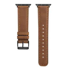 RYB Original Luxus Lederband für Apple Watch Serie 7 8 9, hand gefertigtes Vintage Lederband für Apple Watch