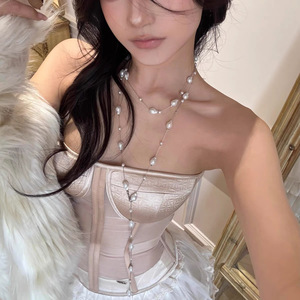 Collana di Perle Grigie di Alta Gamma, Stile Lungo, Molteplici Metodi di Indossamento, Design Elegante e di Nicchia, Catena per <span class=keywords><strong>Collo</strong></span> di Lusso Leggero - Product Image 6