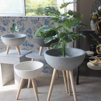 Pots de fleurs ronds en Fiberclay de style nordique moderne bon marché en gros pour les jardinières de sol à usage extérieur/intérieur