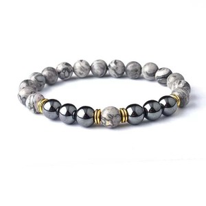 Usine En Gros <span class=keywords><strong>Europe</strong></span> et Amérique 8MM Howlite Tiger Eyes Image <span class=keywords><strong>Carte</strong></span> Pierre Noir Hématite Bracelets pour Femmes Hommes - Product Image 2