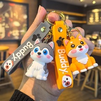 Porte-clés en silicone 3D mignon en forme de chiot, bouledogue français, Corgi, Shiba Inu, chien Teddy, breloque de sac, pendentif animal de dessin animé pour sac à dos, clé de voiture