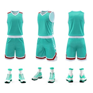 Ensemble d'uniformes de balle bleue unisexe à séchage rapide nouvellement conçu tissu antidérapant pour maillots de basket-ball américains pour adultes et enfants - Product Image 3