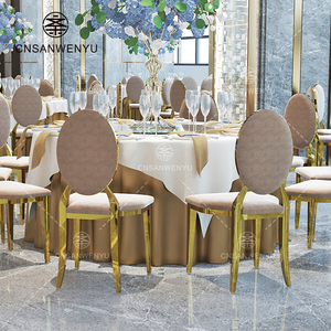 Cadeiras de Casamento Douradas Empilháveis Modernas |   Cadeiras de Jantar de Luxo em Aço Inoxidável para Eventos e Banquetes em Hotéis - Product Image 1