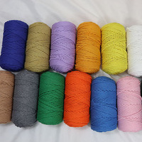 Nouvelle Corde en Coton Tressé Macramé Cardé de 50 Mètres, Robuste et Douce, 100% Coton pour Tricot à la Main, Fil Fantaisie Teint en Diverses Couleurs