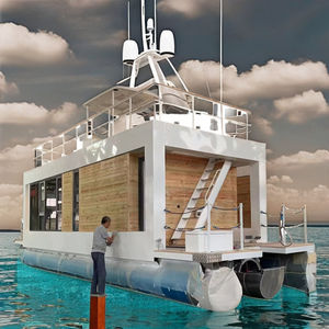 Ponton <span class=keywords><strong>de</strong></span> maison <span class=keywords><strong>de</strong></span> luxe <span class=keywords><strong>de</strong></span> 11.5m Yacht flottant en aluminium pour le divertissement et les loisirs avec moteur hors-bord - Product Image 1