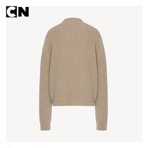 Fabricant de pulls certifié BSCI, logo personnalisé, pull en cachemire d'alpaga moelleux pour femmes, pull à demi-zip tricoté, pull d'hiver - Product Image 4