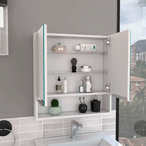 DB DEPOT E-SHOP Tatacoa une étagère ouverte trois étagères intérieures miroir blanc armoire à pharmacie pour bain - Product Image 4