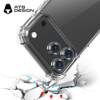 Coque de protection anti-jaunissement ATB pour iPhone 17 18 Pro Max, transparente, antichoc, avec protection de caméra surélevée, et emballage design gratuit