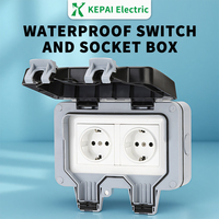 Boîtier double prise EU étanche IP66, prise murale extérieure 16A 250V avec couvercle résistant aux intempéries