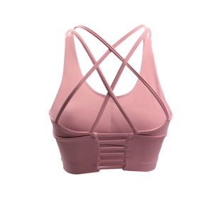 Women Criss Cross Multi Strap Cutout <b>Back</b> Yoga Crop Tank <b>Top</b> Padded Slim Fit Sports Bra <b>Low</b> Support Pilates Workout Vest OEM ODM - Product Image 4
