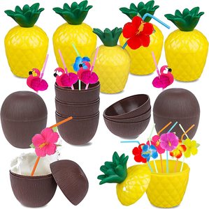 Nhiệt đới dứa dừa hình nhựa uống cup với rơm tái sử dụng chai nước giải khát mới lạ bên nước container - Product Image 3