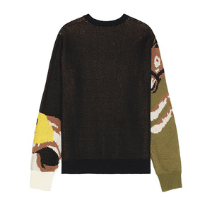 Maglione da uomo in cotone 100% con Logo personalizzato OEM maglione invernale con motivo <span class=keywords><strong>Jacquard</strong></span> lavorato a maglia girocollo - Product Image 3