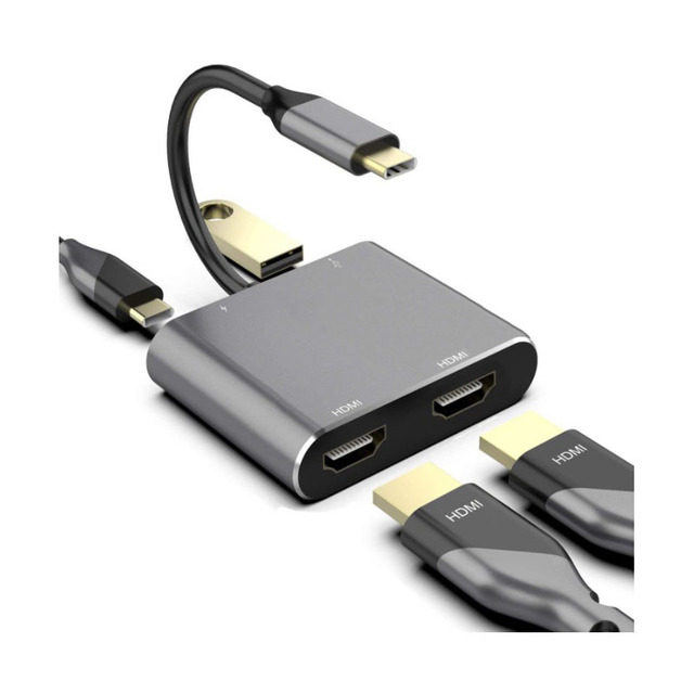 For Macbook iPad Pro 4in 1  Typec to 2HDMI  Converter hdmi  Adapter 4K UHD Converter Portable Usb c Hub