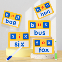 Bloque de letras Flashcard de madera educativo para niños para ortografía y escritura a mano patrón de dibujos animados juguete para niños y niñas