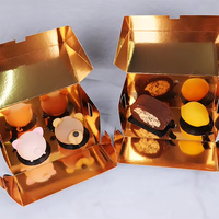 Boîtes d'emballage de luxe personnalisées en carton alimentaire pour pâtisserie, beignets, gâteaux, biscuits, pain, avec intérieur doré/argenté