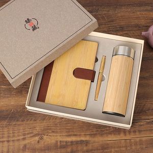 Manufacturer Promotion Wooden Bamboo Journal A5 Notebook Pen <b>Bookmark</b> Water Bottle Customized Logo Corporate Gift Set - Product Image 3