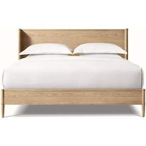 Lit plateforme en bois de chêne moderne <span class=keywords><strong>et</strong></span> minimaliste de luxe avec pieds effilés pour chambre principale - Product Image 3