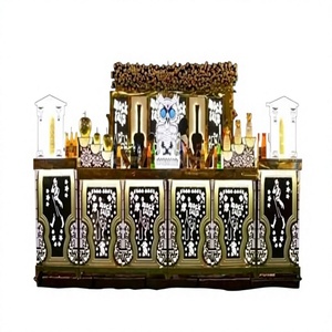 Pavillon Buffet Emblème Nocturne |   Station de restauration élégante noire et dorée pour mariages et banquets - Product Image 1