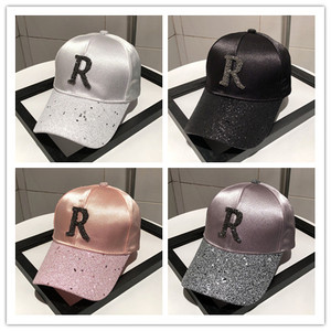Gorra de béisbol con diamantes de imitación para mujer, sombrero de béisbol con letras <span class=keywords><strong>A</strong></span> <span class=keywords><strong>R</strong></span> D en color rosa, negro, blanco y gris, estilo Hip hop - Product Image 4