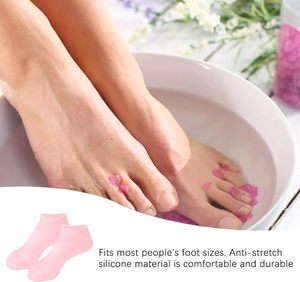 Chaussettes hydratantes pour pédicure pour femmes, pour les pieds secs et gercés, adoucissantes, rugueuses, élastiques, antidérapantes, protection des pieds, soin de la peau des pieds en silicone - Product Image 5