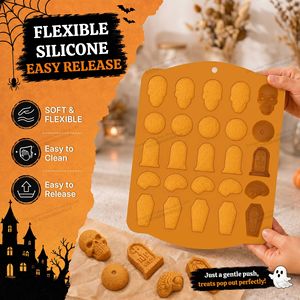 Nouveau <span class=keywords><strong>moule</strong></span> à chocolat d'<span class=keywords><strong>Halloween</strong></span> <span class=keywords><strong>avec</strong></span> motifs de crâne, d'œil et de pierre tombale, 25 cavités, pour la décoration de gâteaux de fêtes DIY, usage domestique, en stock - Product Image 5