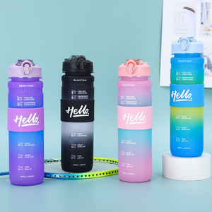Botella de Agua Deportiva de Plástico para Hombre, 1000 ml, Sin BPA, con Diseño Motivacional y Degradado de Color, para Verano, HELLO Space Drink Cup - Product Image 2