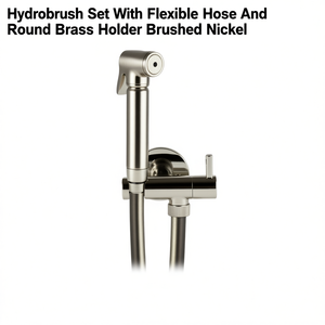 Juego de cepillos Hydrobrush con manguera flexible y soporte redondo de latón en acabado níquel cepillado - Product Image 3