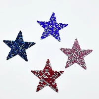 Patch étoile en strass adhésif AB de 6 cm, bleu et noir, à thermocoller pour vêtements, en résine – Vente chaude