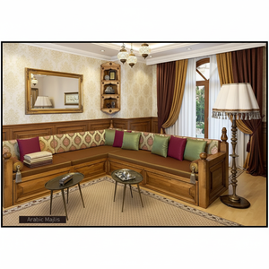 Diseño interior árabe Majlis, diseño clásico moderno, elegante conjunto de sala de estar, asientos de esquina de lujo, diseño que ahorra espacio - Product Image 3