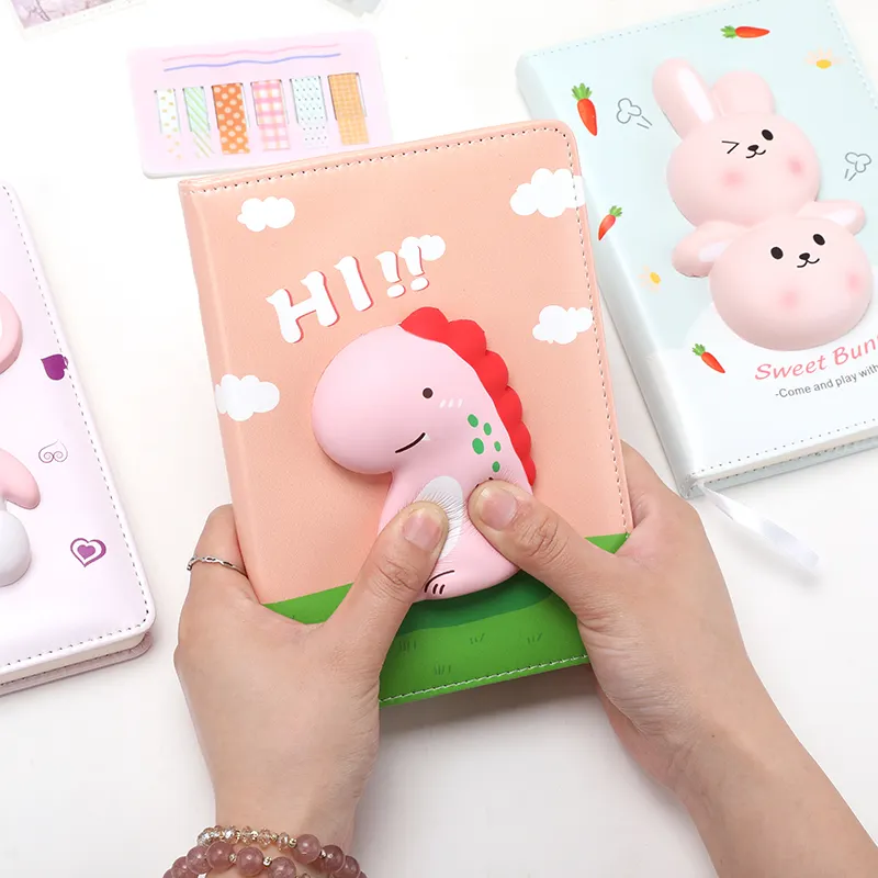 Hot 2024 3D Mini Kawaii Animal Squishy Notebook Journal Slow Rebound Fidget Toy Notebooks For Kids