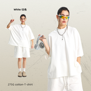 Unisex Tùy Chỉnh 100% Cotton T-Shirt Của Nam Giới Lỏng Lẻo Cộng Với Kích Thước Ngắn Tay Áo Mùa Xuân Mùa Hè Bộ Sưu Tập Quá Khổ 275G Liền Mạch Unisex <span class=keywords><strong>Tee</strong></span> - Product Image 2