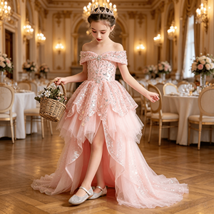 <span class=keywords><strong>Vestido</strong></span> de Gala <span class=keywords><strong>para</strong></span> Niñas con Cola de Tul Asimétrica, <span class=keywords><strong>Vestido</strong></span> de Fiesta de Cumpleaños <span class=keywords><strong>para</strong></span> Niñas, <span class=keywords><strong>Vestido</strong></span> Formal de Princesa <span class=keywords><strong>para</strong></span> Niñas de las Flores en Bodas - Product Image 1