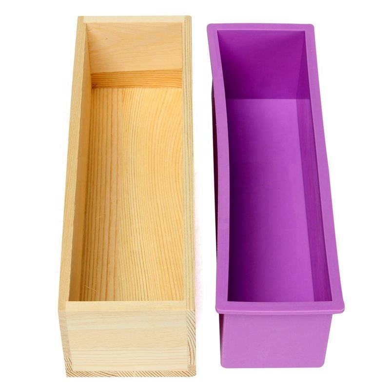 Boîte en bois silicone rose avec couvercle