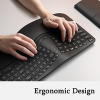 Teclado Ergonómico Dividido con Retroiluminación Blanca, Teclado Inalámbrico 2.4G con Reposamuñecas, Recargable, para Windows/Mac