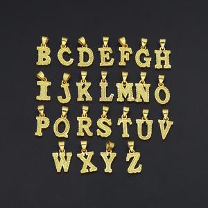 Jxx Wholesale 24K <b>Gold</b> Plated Charms Custom Vintage <b>Letter</b> Copper Jewelry Pendant DIY Accessory Zircon Party Gift Necklace - Product Image 1