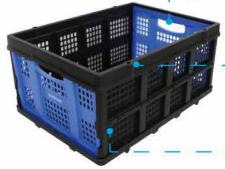 Foldable Plastic <b>Storage</b> <b>Crate</b> Blue Black Mesh Design For Home Use - Product Image 6