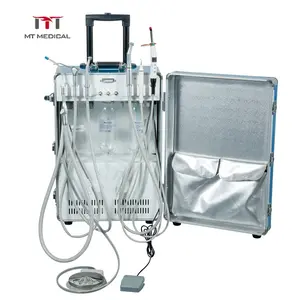 Unidade dental portátil médica mt, garrafa de água limpa de 600ml, unidade dental com compressor de ar, equipamentos dentários