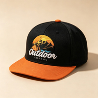 Gorra Snapback Casual con Bordado Personalizado de Dos Tonos, Diseño Gráfico de Paisaje Montañoso para Exteriores
