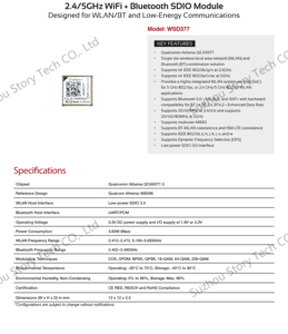 Wsd377 qca9377 80211abgnac băng tần kép 24Ghz 5GHz Wifi <span class=keywords><strong>Bluetooth</strong></span> 50 BLE Ant MU-MIMO <span class=keywords><strong>SDIO</strong></span> 30 mô-đun không dây CE ROHS - Product Image 2