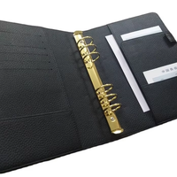 Portefeuille A4 personnalisé en cuir PU noir à 6 anneaux, classeur de budget, porte-monnaie, enveloppe à argent, mini carnet, journal, agenda, organisateur