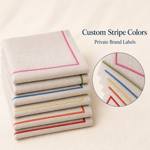 Handmade Embroidered Edge <b>Square</b> Pure Linen & Cotton Linen Napkins <b>Placemat</b> Tablecloth Customizable Durable Wedding Home Use - Product Image 5