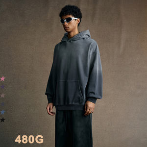 Sweat à capuche oversize streetwear personnalisé de haute qualité, 100% coton, effet vintage délavé à l'acide, poches, taille XXS - Product Image 1