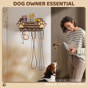 Porta llaves de madera para montar en la pared con diseño de pata para organizar la entrada y almacenar artículos para mascotas - Product Image 3