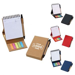 Customized Vertical Kraft Paper Spiral Notebook Mini Coil Sticky Notes Paper Loose <b>Leaf</b> Memo Pad Lined Notepad With Pen - Product Image 1