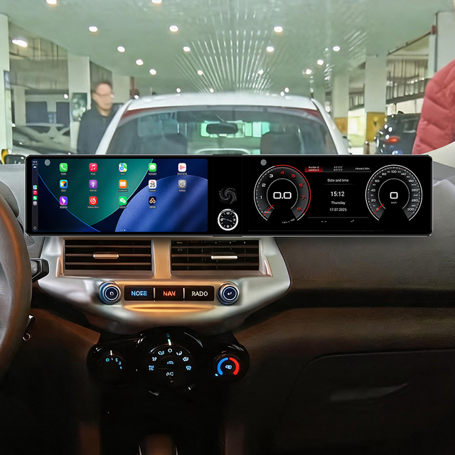 ZWNAV Dual 12.3" Virtual Dashboard Multimedia Navigation Screen Android 13 GPS Navigation for Ford EcoSport 2013-2017 Upgrade